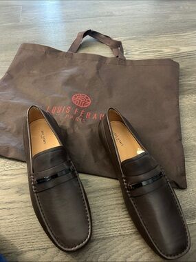Louis Feraud Dark Brown Leather Penny Loafers - Limited